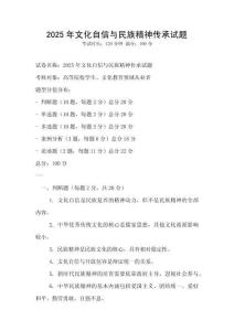 2025年文化自信与民族精神传承试题