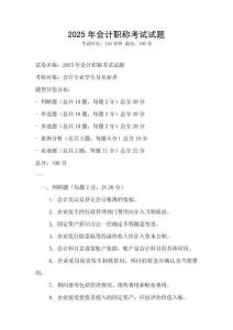 2025年会计职称考试试题