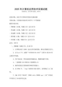 2025年計算機應用技術實操試題