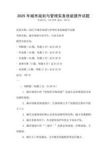 2025年城市規(guī)劃與管理實務技能提升試題