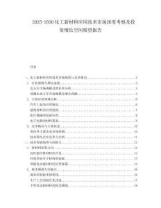 2025-2030化工新材料應(yīng)用技術(shù)市場(chǎng)深度考察及投資增長空間展望報(bào)告