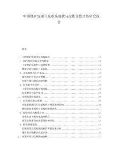 中國鋰礦資源開發(fā)市場現(xiàn)狀與投資價值評估研究報告