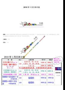 2010年1月日本計劃