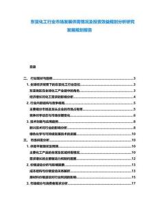 東亞化工行業(yè)市場(chǎng)發(fā)展供需情況及投資效益規(guī)劃分析研究發(fā)展規(guī)劃報(bào)告