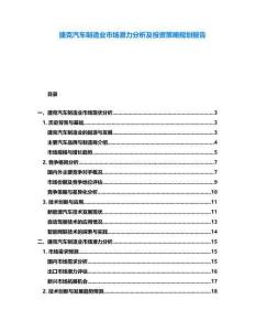 捷克汽車制造業市場潛力分析及投資策略規劃報告