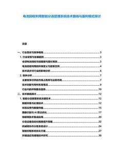 電池回收利用智能分選管理系統(tǒng)技術(shù)路線與盈利模式探討