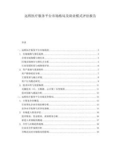 遠(yuǎn)程醫(yī)療服務(wù)平臺(tái)市場格局及商業(yè)模式評(píng)估報(bào)告