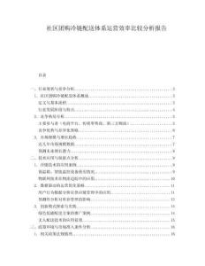 社區(qū)團(tuán)購冷鏈配送體系運(yùn)營效率比較分析報(bào)告
