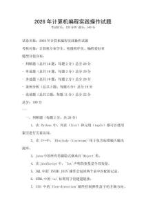 2026年計算機編程實踐操作試題