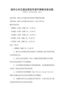 城市公共交通運(yùn)營效率提升策略講座試題