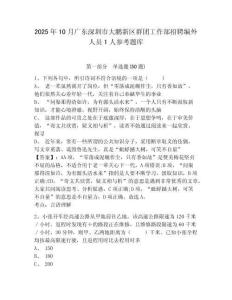 2025年10月廣東深圳市大鵬新區群團工作部招聘編外人員1人參考題庫附答案詳解（預熱題）