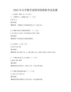 2025年小學數學思維訓練模擬考試真題
