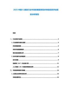 2025中国G通信行业市场发展前景需求供给投资评估规划分析报告