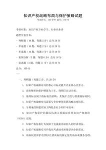 知識產權戰略布局與保護策略試題