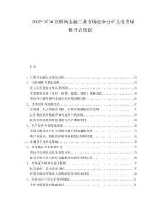 2025-2030互聯網金融行業市場競爭分析及投資規模評估規劃