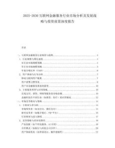 2025-2030互聯網金融服務行業市場分析及發展戰略與投資前景深度報告