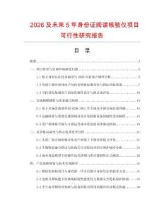 2026及未來5年身份證閱讀核驗儀項目可行性研究報告