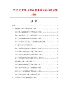 2026及未來5年鋁粉膏項目可行性研究報告