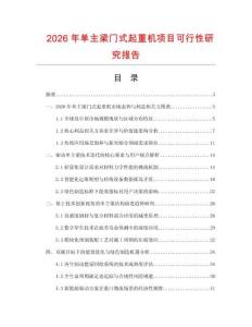 2026年单主梁门式起重机项目可行性研究报告