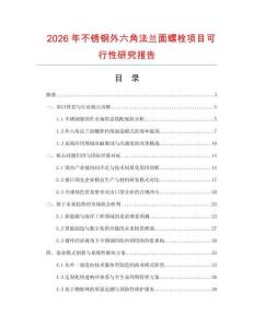 2026年不锈钢外六角法兰面螺栓项目可行性研究报告