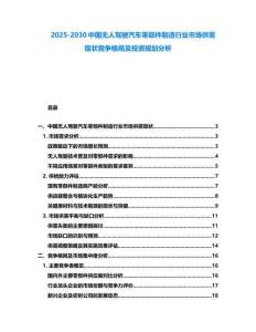 2025-2030中國無人駕駛汽車零部件制造行業市場供需現狀競爭格局及投資規劃分析