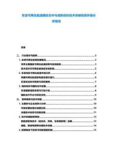 東亞可再生能源國際合作與減排目標技術突破投資環(huán)境分析報告