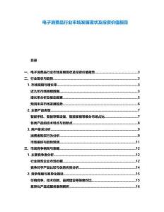 電子消費(fèi)品行業(yè)市場(chǎng)發(fā)展現(xiàn)狀及投資價(jià)值報(bào)告