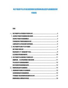電子商務(wù)平臺市場深度調(diào)研及跨境電商運營與戰(zhàn)略規(guī)劃研究報告
