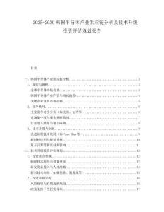 2025-2030韓國(guó)半導(dǎo)體產(chǎn)業(yè)供應(yīng)鏈分析及技術(shù)升級(jí)投資評(píng)估規(guī)劃報(bào)告