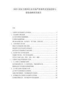 2025-2030互聯網行業市場嚴密調查及發展趨勢與投資戰略研究報告