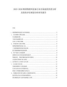 2025-2030韓國物聯網設備行業市場現狀供需分析及投資評估規劃分析研究報告