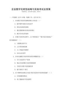 企业数字化转型战略与实施考试及答案
