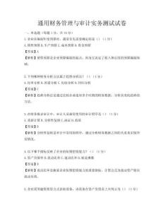 通用財(cái)務(wù)管理與審計(jì)實(shí)務(wù)測試試卷