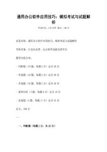 通用辦公軟件應用技巧：模擬考試與試題解析