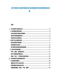 電子商務行業競爭格局分析及投資前景與投資思路這份文獻
