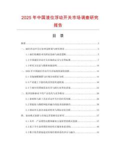 2025年中国液位浮动开关市场调查研究报告