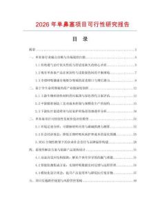 2026年單鼻塞項目可行性研究報告