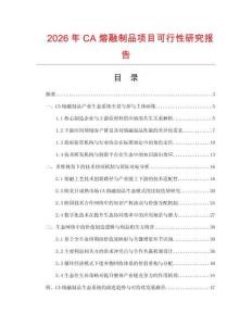 2026年CA熔融制品項(xiàng)目可行性研究報(bào)告
