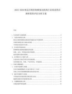 2025-2030核反應堆控制棒驅動機構行業需求供應調研投資評估分析方案