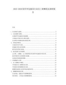 2025-2030軟件外包服務行業員工薪酬狀況調研報告
