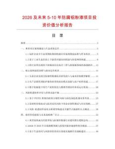 2026及未來5-10年防腐鋁粉漆項目投資價值分析報告