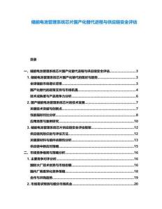 儲(chǔ)能電池管理系統(tǒng)芯片國(guó)產(chǎn)化替代進(jìn)程與供應(yīng)鏈安全評(píng)估
