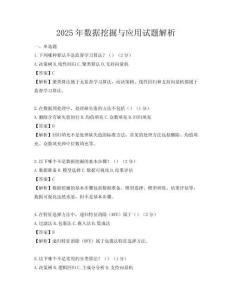 2025年數(shù)據(jù)挖掘與應(yīng)用試題解析