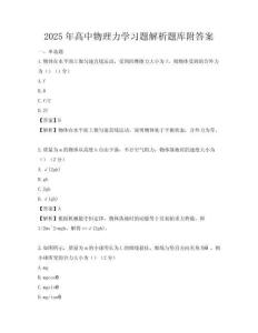 2025年高中物理力学习题解析题库附答案