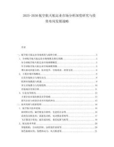 2025-2030航空航天航運業(yè)市場分析深度研究與投資布局發(fā)展戰(zhàn)略