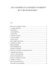 2025-2030韓國汽車電子控制系統(tǒng)產(chǎn)業(yè)市場供需平衡與產(chǎn)能擴(kuò)張風(fēng)險評估報告