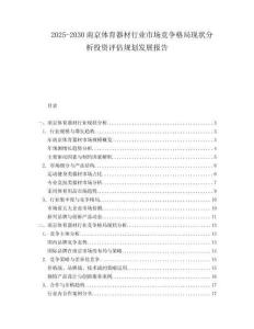 2025-2030南京體育器材行業市場競爭格局現狀分析投資評估規劃發展報告