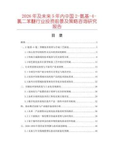2026年及未來5年內中國2-氨基-4-氯二苯醚行業投資前景及策略咨詢研究報告