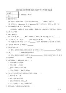 浙江省紹興市嵊州市2023-2024學(xué)年小升初語(yǔ)文真題試卷 附解析