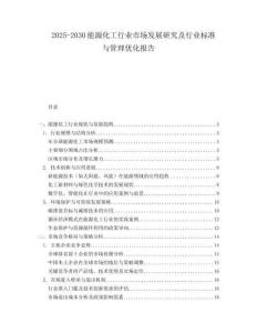 2025-2030能源化工行業市場發展研究及行業標準與管理優化報告
